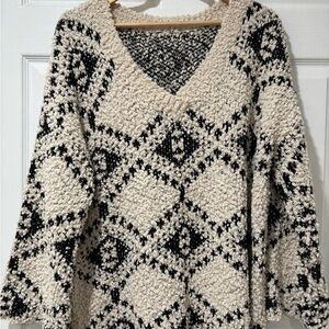 Cozy Black and Cream Patterned Sweater